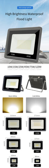 Led Flood Light AC220V 15W 25W 45W 75W 120W Reflector Spotlight Floodlights IP66 Waterproof Outdoor Lighting For Street Square