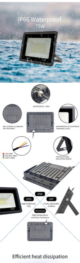 Led Flood Light AC220V 15W 25W 45W 75W 120W Reflector Spotlight Floodlights IP66 Waterproof Outdoor Lighting For Street Square