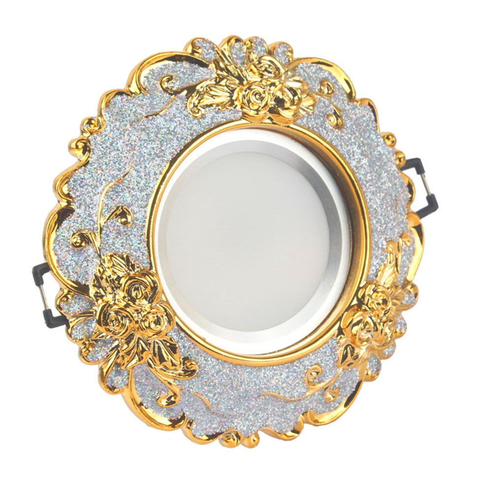 European Luxury Resin Gold Garland Ceiling Lamp 7.5 Cm Hole Living Room Tv Background Wall Indoor Decoration Embedded Spotlights Round