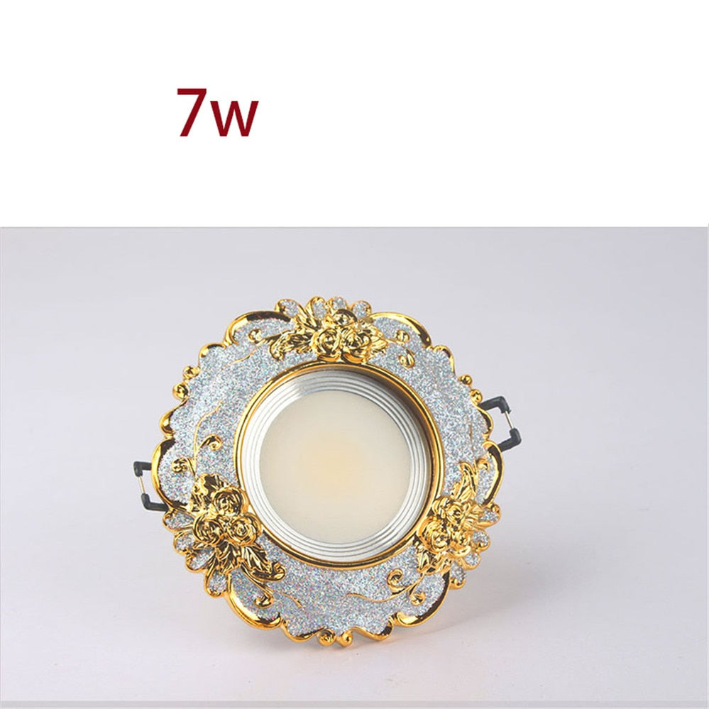 European Luxury Resin Gold Garland Ceiling Lamp 7.5 Cm Hole Living Room Tv Background Wall Indoor Decoration Embedded Spotlights Round