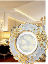 European Luxury Resin Gold Garland Ceiling Lamp 7.5 Cm Hole Living Room Tv Background Wall Indoor Decoration Embedded Spotlights Round