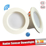 Radar Motion Sensor LED Downlight 5W 7W Round Recessed Led Bulb 110/220V Radar Sensor Light for Indoor Aisle Corridor Verandah