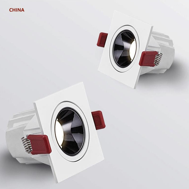 Angle Adjustable Anti-glare Square LED COB Recessed Downlight 7W 10W 12W 20W LED Ceiling Spot Light Kitchen Living room Indoor