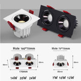 Angle Adjustable Anti-glare Square LED COB Recessed Downlight 7W 10W 12W 20W LED Ceiling Spot Light Kitchen Living room Indoor