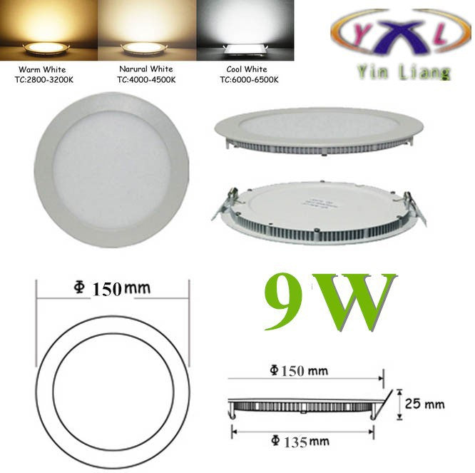 Hot Ultra Thin Design 3W 4W 6W 9W 12W 15W 18W LED Surface Ceiling Recessed Grid Downlight / Round Panel Light Aluminum Shell