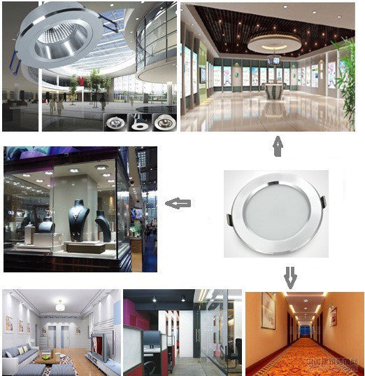 Hot Ultra Thin Design 3W 4W 6W 9W 12W 15W 18W LED Surface Ceiling Recessed Grid Downlight / Round Panel Light Aluminum Shell