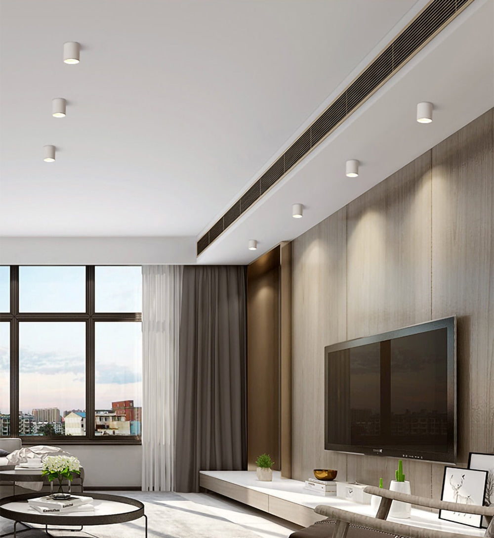 Round Surface Mounted Indoor LED Downlight With Replaceable GU10 Bulb 7W 10W 12W Ceiling Spot Light AC85V-265V