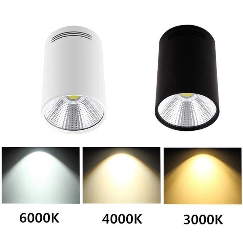 Super Bright Dimmable LED COB Ceiling Spot Lamp 7W 9W 12W 15W 18W Surface Mount Downlight for Indoor Lighting Kitchen Bedroom