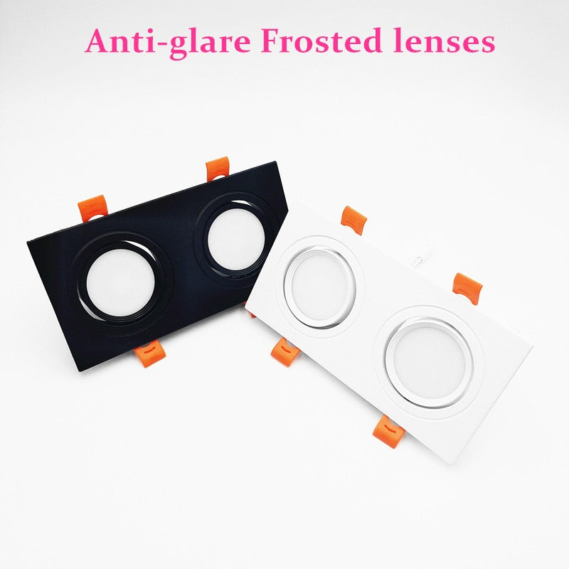 Square Bright Recessed Double LED Dimmable Downlight COB 14W 20W 24W LED Spot light Ceiling Lamp AC 85-265V with Frosted lens