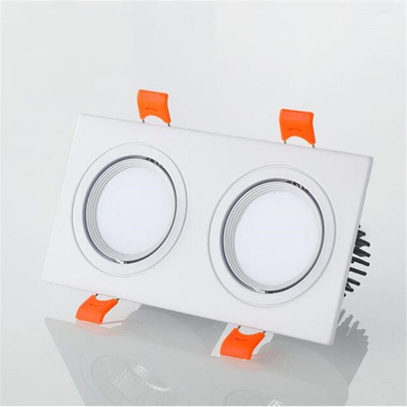 Square Bright Recessed Double LED Dimmable Downlight COB 14W 20W 24W LED Spot light Ceiling Lamp AC 85-265V with Frosted lens