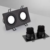 Square Bright Recessed Double LED Dimmable Downlight COB 14W 20W 24W LED Spot light Ceiling Lamp AC 85-265V with Frosted lens