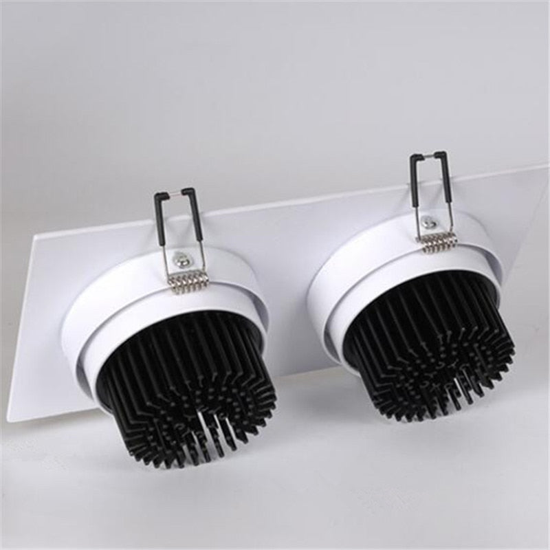 Square Bright Recessed Double LED Dimmable Downlight COB 14W 20W 24W LED Spot light Ceiling Lamp AC 85-265V with Frosted lens