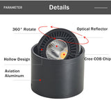 Black/White Dimmable Led Downlight Surface Mounted Ceiling Lamp Angle 360° Adjustable Lighting 5W 7W 15W For Living Room Bedroom