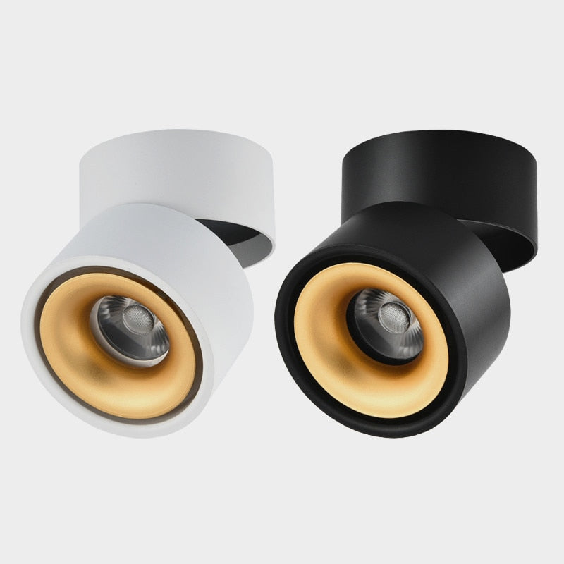 Dimmable COB LED Downlights Surface Mounted LED Ceiling Lamps 7W/10W/15W Foldable And 360° Rotatable Background Spotlights