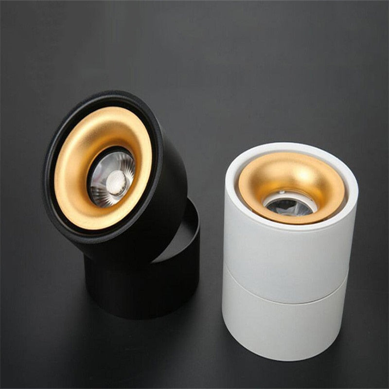 Dimmable COB LED Downlights Surface Mounted LED Ceiling Lamps 7W/10W/15W Foldable And 360° Rotatable Background Spotlights