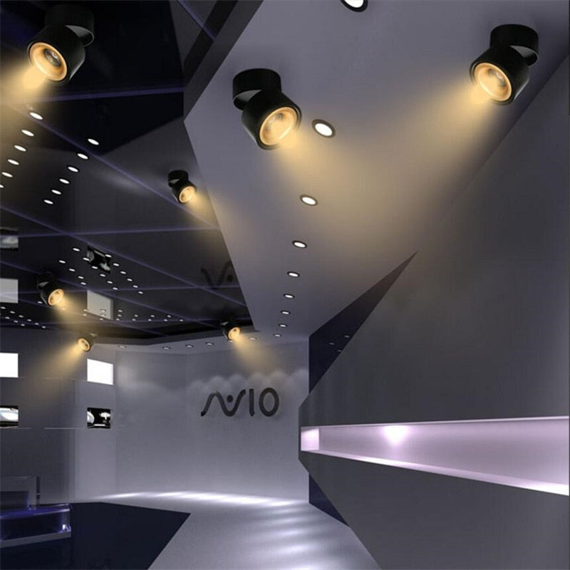 Dimmable COB LED Downlights Surface Mounted LED Ceiling Lamps 7W/10W/15W Foldable And 360° Rotatable Background Spotlights