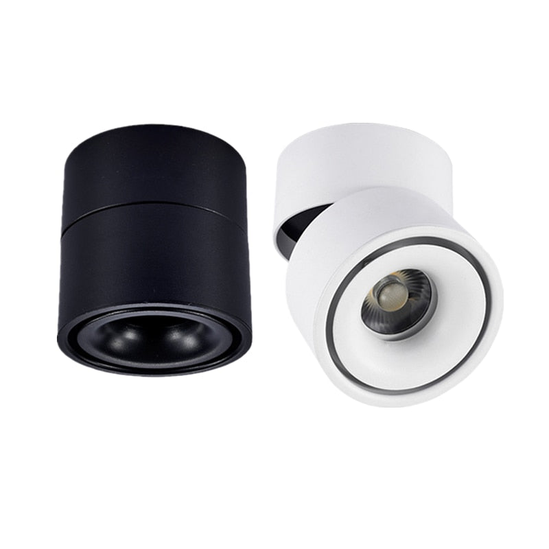 Dimmable COB LED Downlights Surface Mounted LED Ceiling Lamps 7W/10W/15W Foldable And 360° Rotatable Background Spotlights