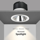 Anti-glare Recessed in Led Downlight Indoor Lighting Spot Led 7W 12W 15W 18W Dimmable Ceiling Lamp For Bedroom Living Room Foyer
