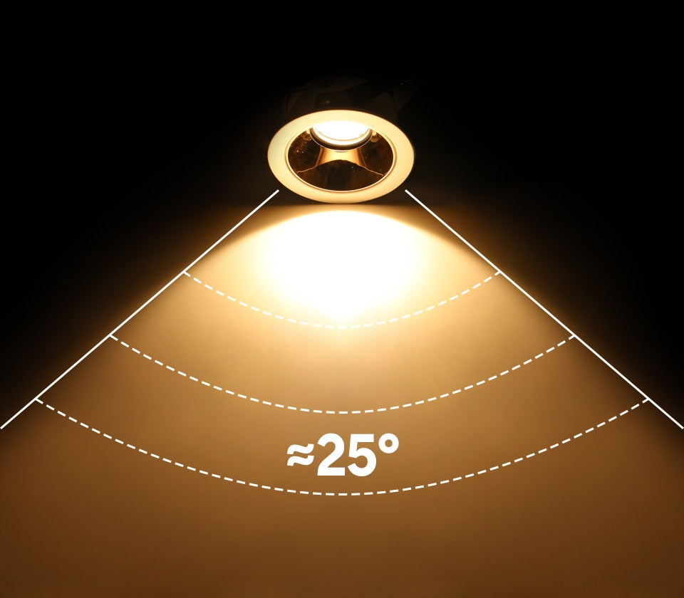 Anti-glare Recessed in Led Downlight Indoor Lighting Spot Led 7W 12W 15W 18W Dimmable Ceiling Lamp For Bedroom Living Room Foyer