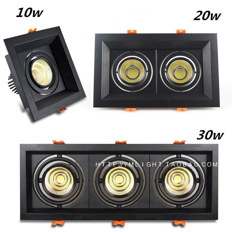 Black Super Bright Recessed square LED Dimmable Downlight COB 10w 20W 30w LED Spot light LED decoration Ceiling Lamp