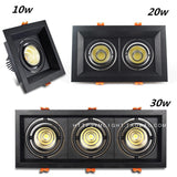 Black Super Bright Recessed square LED Dimmable Downlight COB 10w 20W 30w LED Spot light LED decoration Ceiling Lamp