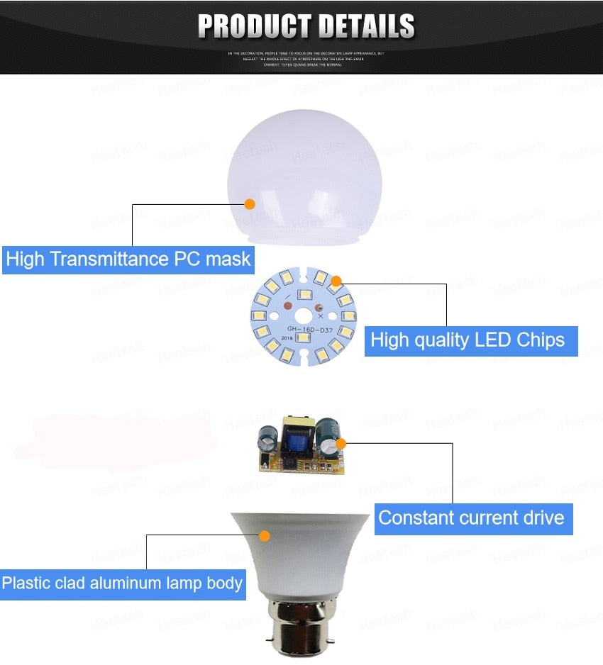LED Bulb Lamps E27 B22 Lampada Lampe Bombilla Lamparas Bedroom Reading Downlight 3W 6W 9W 12W 15W 18W 110V 220V Cold White Warm