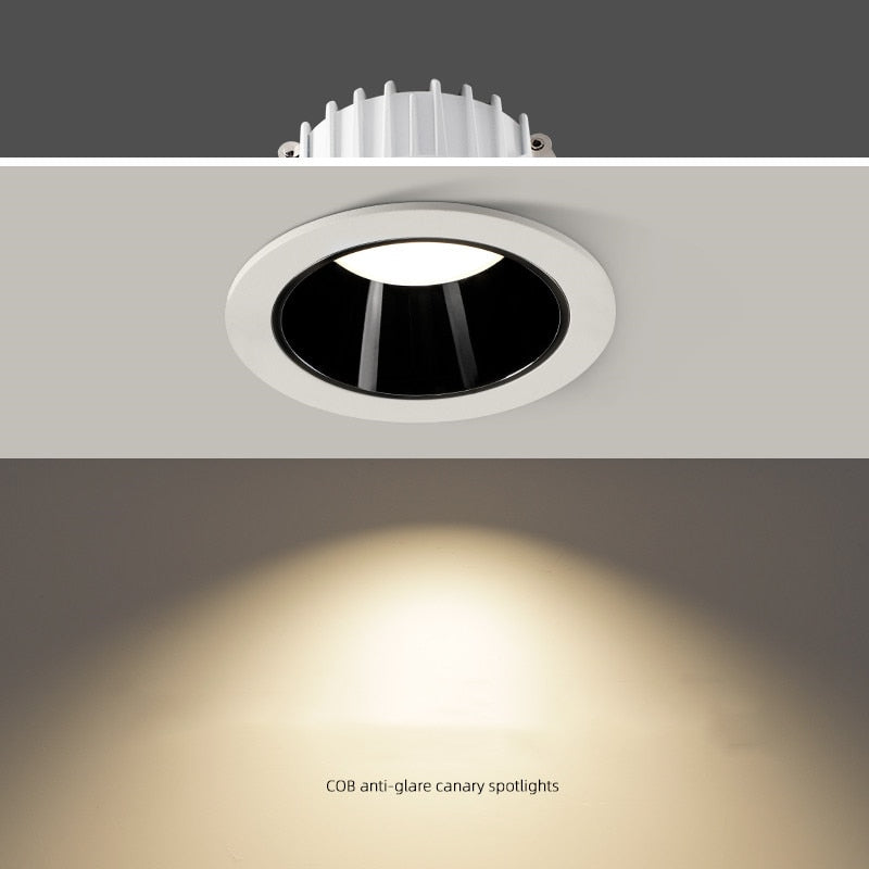 Anti-glare Recessed Ceiling Downlight lamp 7W 9W 15W 20W 35W 45W Dimmable cob led spot lights Ceiling Fixtures Lighting 85-265V