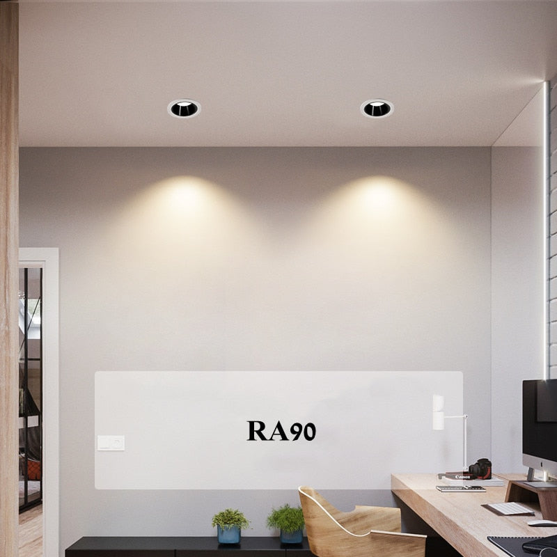 Anti-glare Recessed Ceiling Downlight lamp 7W 9W 15W 20W 35W 45W Dimmable cob led spot lights Ceiling Fixtures Lighting 85-265V