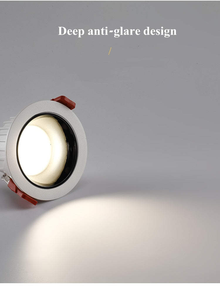 Anti-glare Recessed Ceiling Downlight lamp 7W 9W 15W 20W 35W 45W Dimmable cob led spot lights Ceiling Fixtures Lighting 85-265V