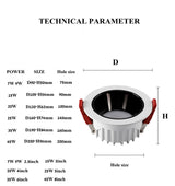 Anti-glare Recessed Ceiling Downlight lamp 7W 9W 15W 20W 35W 45W Dimmable cob led spot lights Ceiling Fixtures Lighting 85-265V