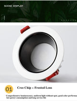 Anti-glare Recessed Ceiling Downlight lamp 7W 9W 15W 20W 35W 45W Dimmable cob led spot lights Ceiling Fixtures Lighting 85-265V