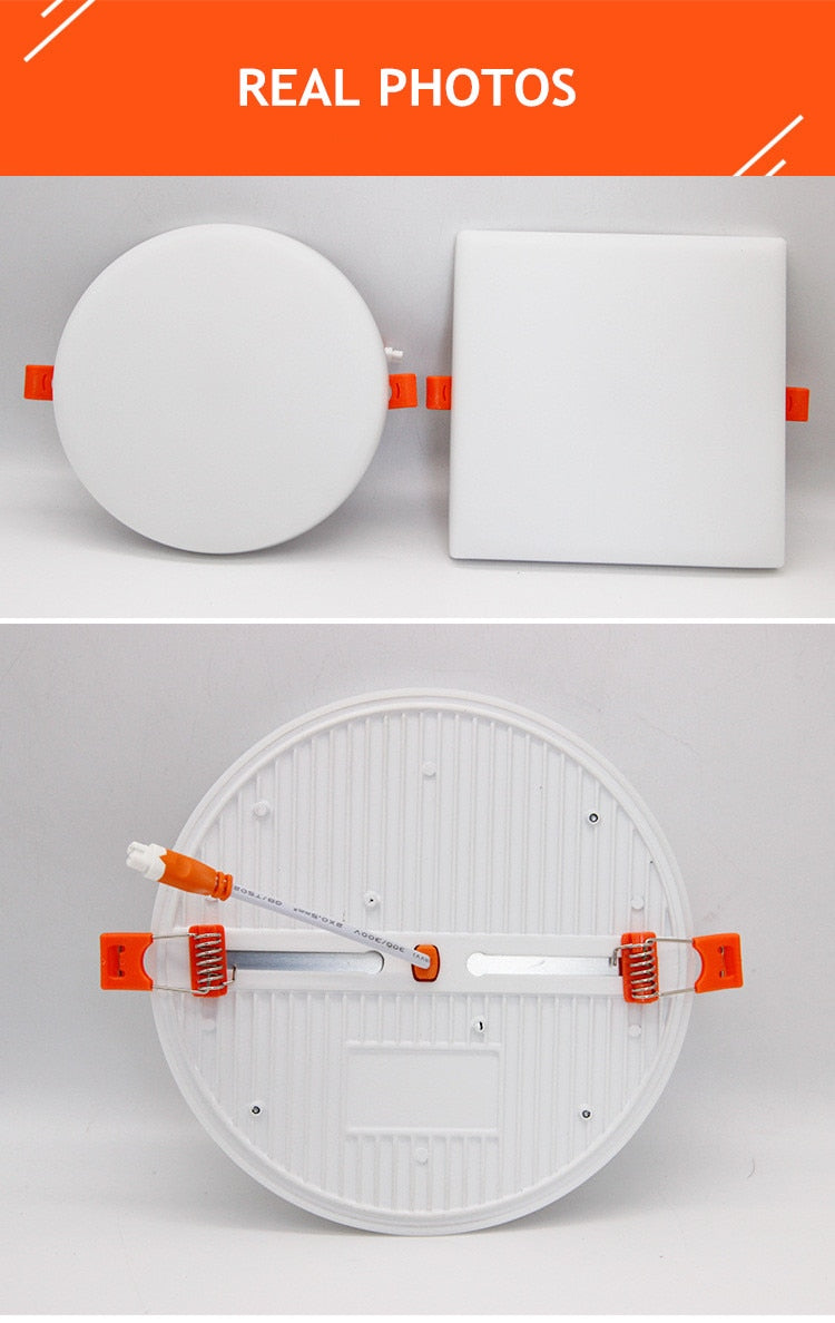 Ultra Thin Round/Square LED Panel Light 10W 18W 24W 36W Aluminum Ceiling Recessed Downlight AC 85-265V open hole adjustable