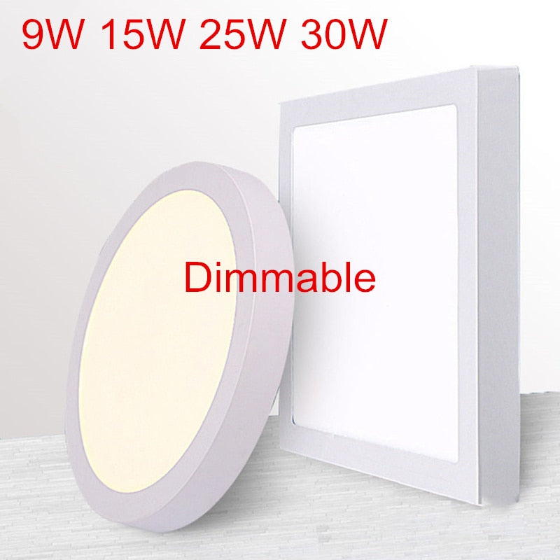 Led Panel Light Surface Mounted Led ceiling Downlight 9W/15W/25W/30W Round/Square Dimmable AC85-265V + LED Driver