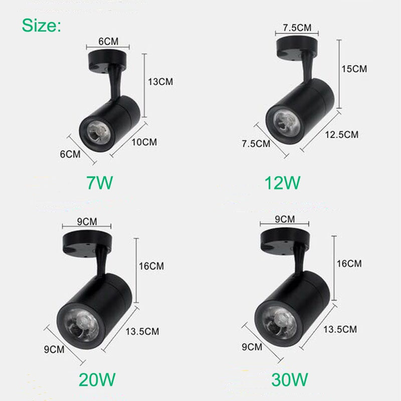 LED COB spotlights can be rotated down mounted downlights 7w 12w 20w 30w LED ceiling light spotlights for clothing store showroom