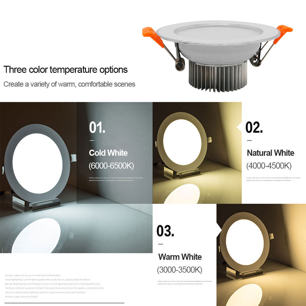 DBF New Silver+White LED Recessed Downlight Not Dimmable 5W 7W 10W 12W LED Ceiling Spot Lamp with AC110V 220V LED Driver