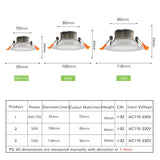 DBF New Silver+White LED Recessed Downlight Not Dimmable 5W 7W 10W 12W LED Ceiling Spot Lamp with AC110V 220V LED Driver