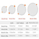 Ultra Thin Round Square AC 85-265V LED Panel Light 6W 8W 15W 20W Aluminum Ceiling Recessed Downlight open hole adjustable