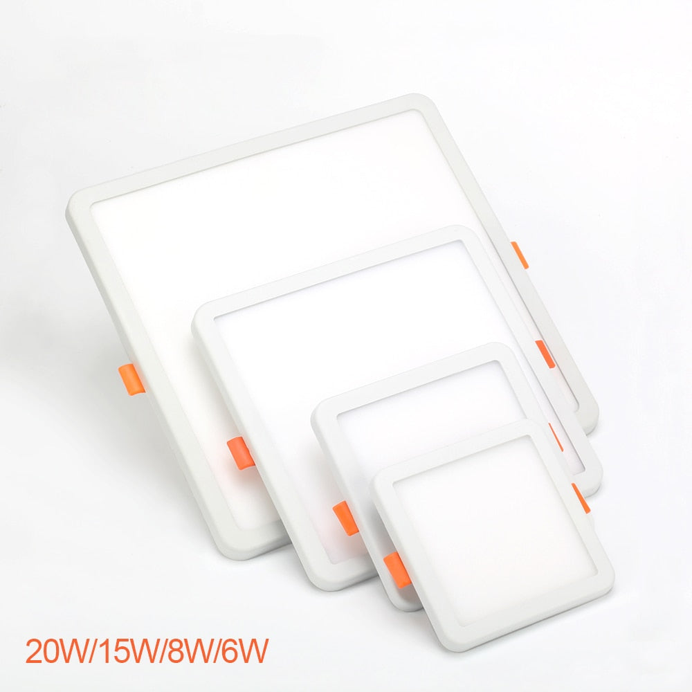 Ultra Thin Round Square AC 85-265V LED Panel Light 6W 8W 15W 20W Aluminum Ceiling Recessed Downlight open hole adjustable
