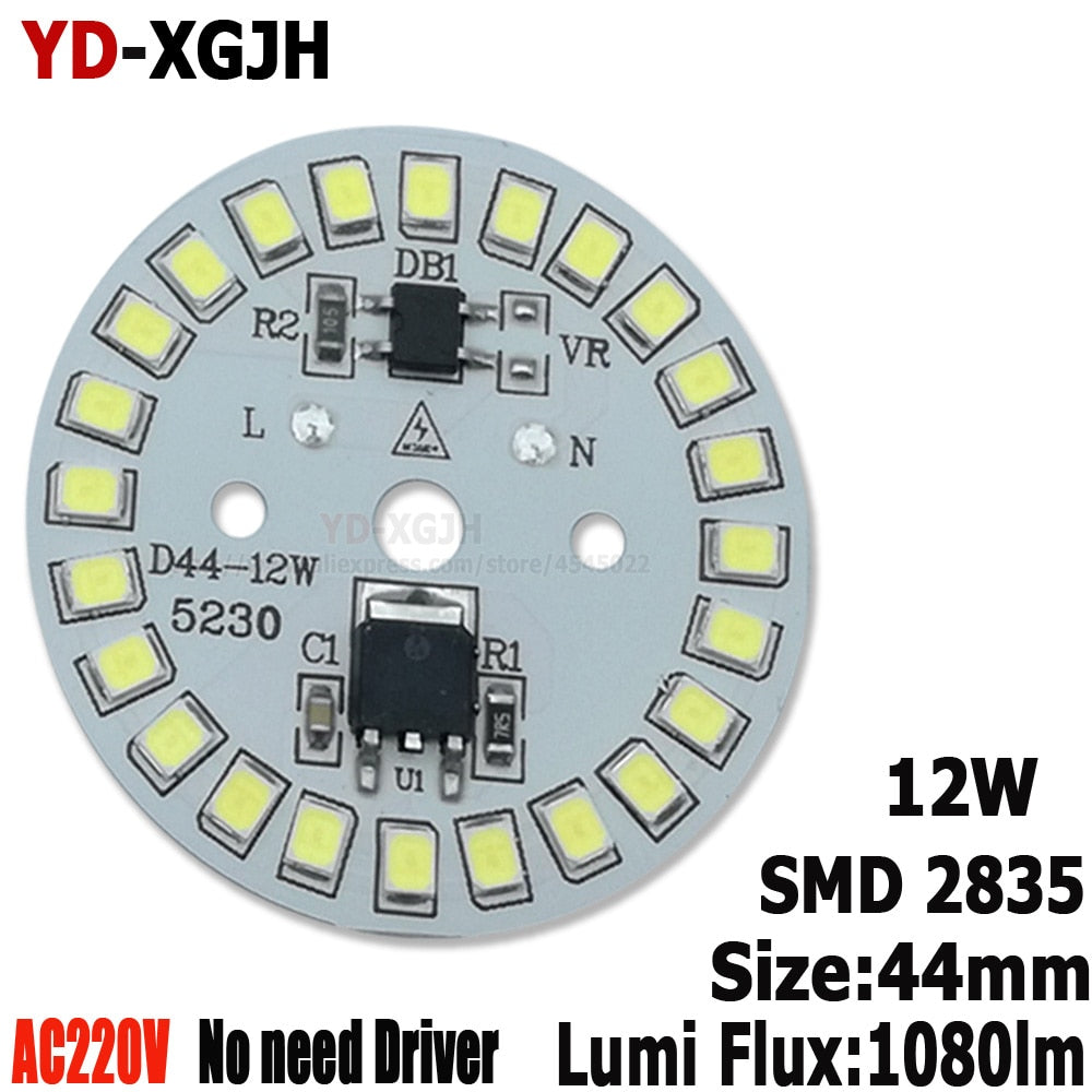 Dimmable led pcb plate 3W 5W 9W 20PCS AC 220V SMD integrated ic driver led heatsink installed SMD2835 For 12W led bulb downlight