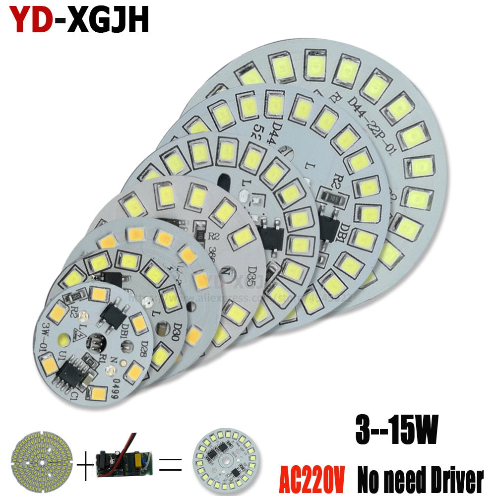 Dimmable led pcb plate 3W 5W 9W 20PCS AC 220V SMD integrated ic driver led heatsink installed SMD2835 For 12W led bulb downlight