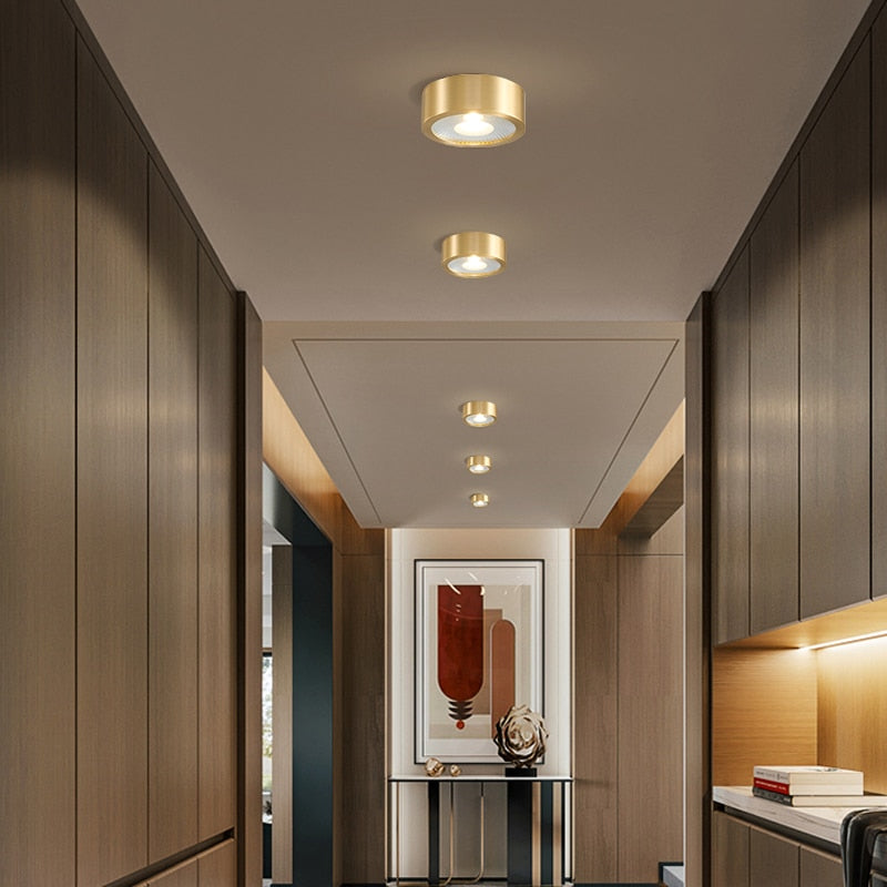 copper mounted downlight led ultra-thin non-opening background wall ceiling spotlight Nordic entrance hallway small light