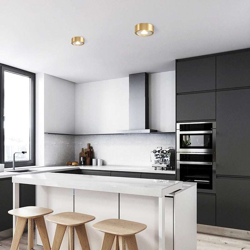 copper mounted downlight led ultra-thin non-opening background wall ceiling spotlight Nordic entrance hallway small light