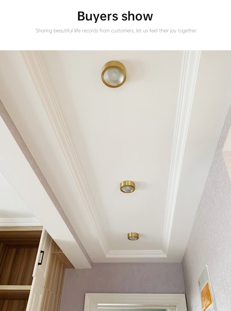 copper mounted downlight led ultra-thin non-opening background wall ceiling spotlight Nordic entrance hallway small light
