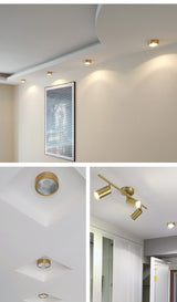 copper mounted downlight led ultra-thin non-opening background wall ceiling spotlight Nordic entrance hallway small light