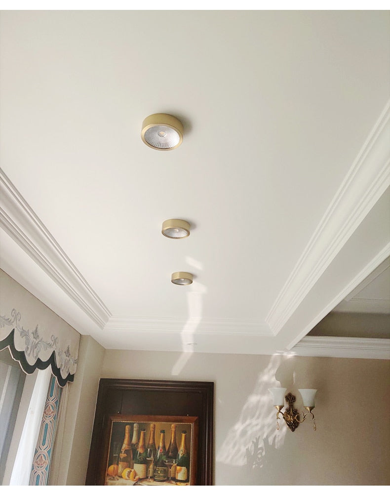 copper mounted downlight led ultra-thin non-opening background wall ceiling spotlight Nordic entrance hallway small light
