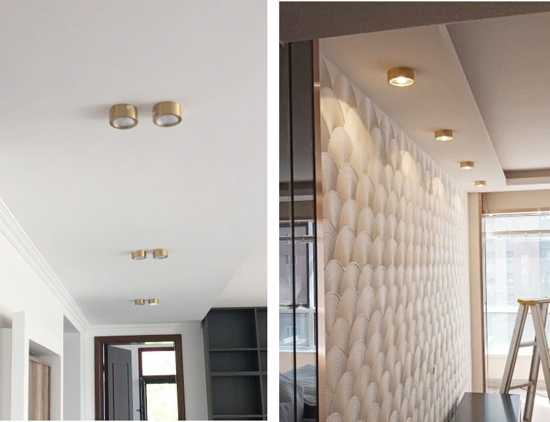 copper mounted downlight led ultra-thin non-opening background wall ceiling spotlight Nordic entrance hallway small light