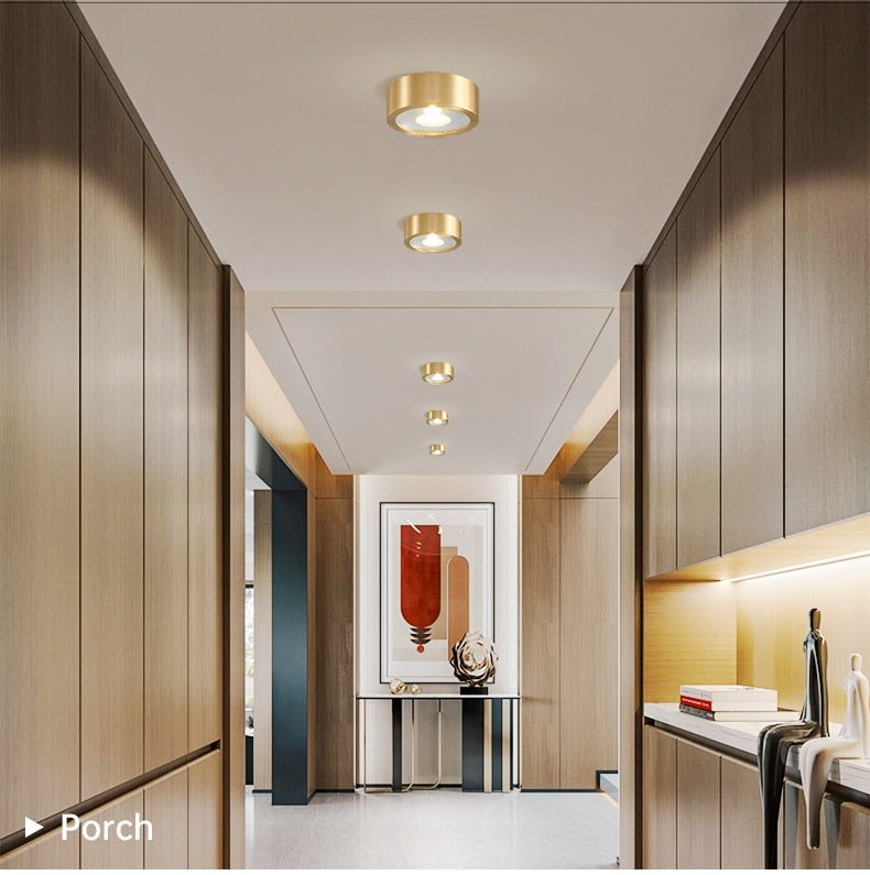 copper mounted downlight led ultra-thin non-opening background wall ceiling spotlight Nordic entrance hallway small light