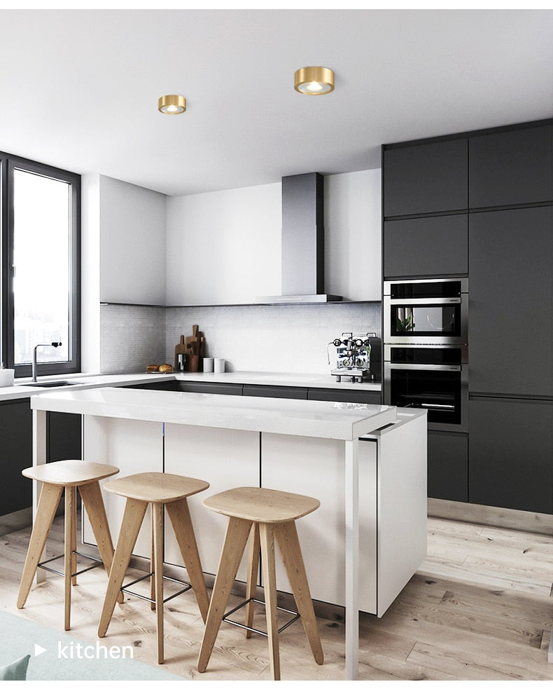 copper mounted downlight led ultra-thin non-opening background wall ceiling spotlight Nordic entrance hallway small light