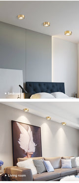 copper mounted downlight led ultra-thin non-opening background wall ceiling spotlight Nordic entrance hallway small light