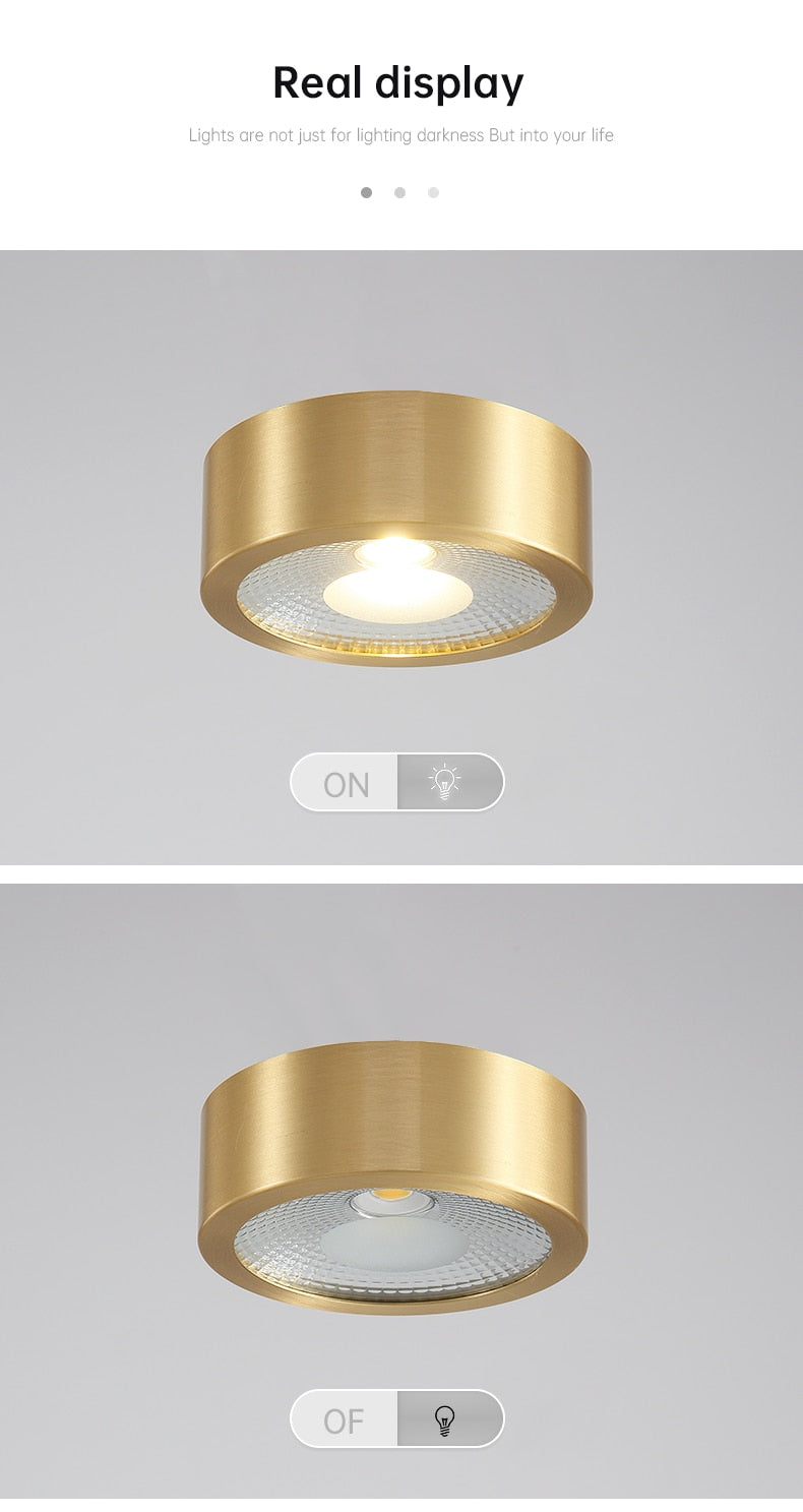 copper mounted downlight led ultra-thin non-opening background wall ceiling spotlight Nordic entrance hallway small light